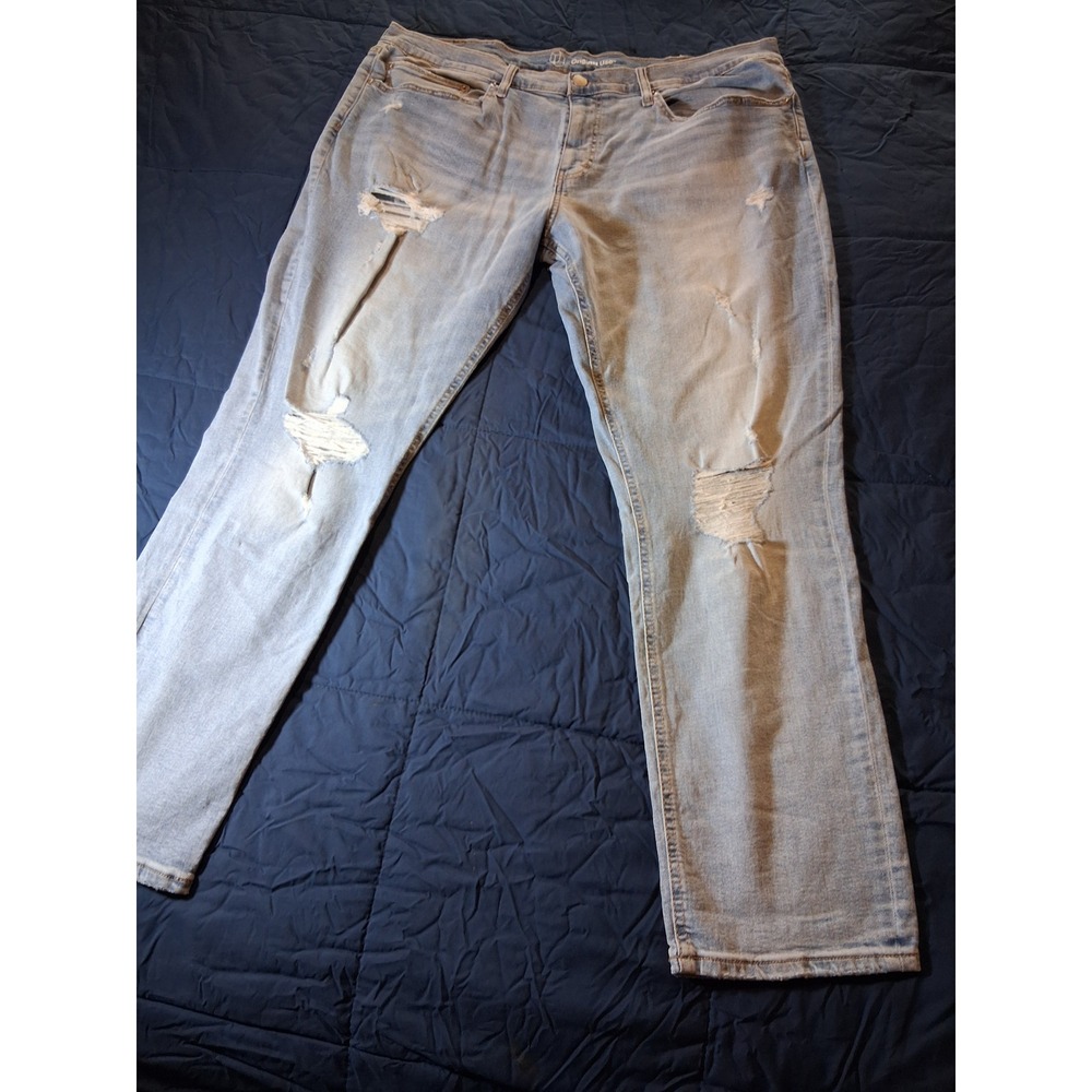 Original Use Mens Distressed Light Wash‎ Straight Leg Denim Jeans 40x32 Blue